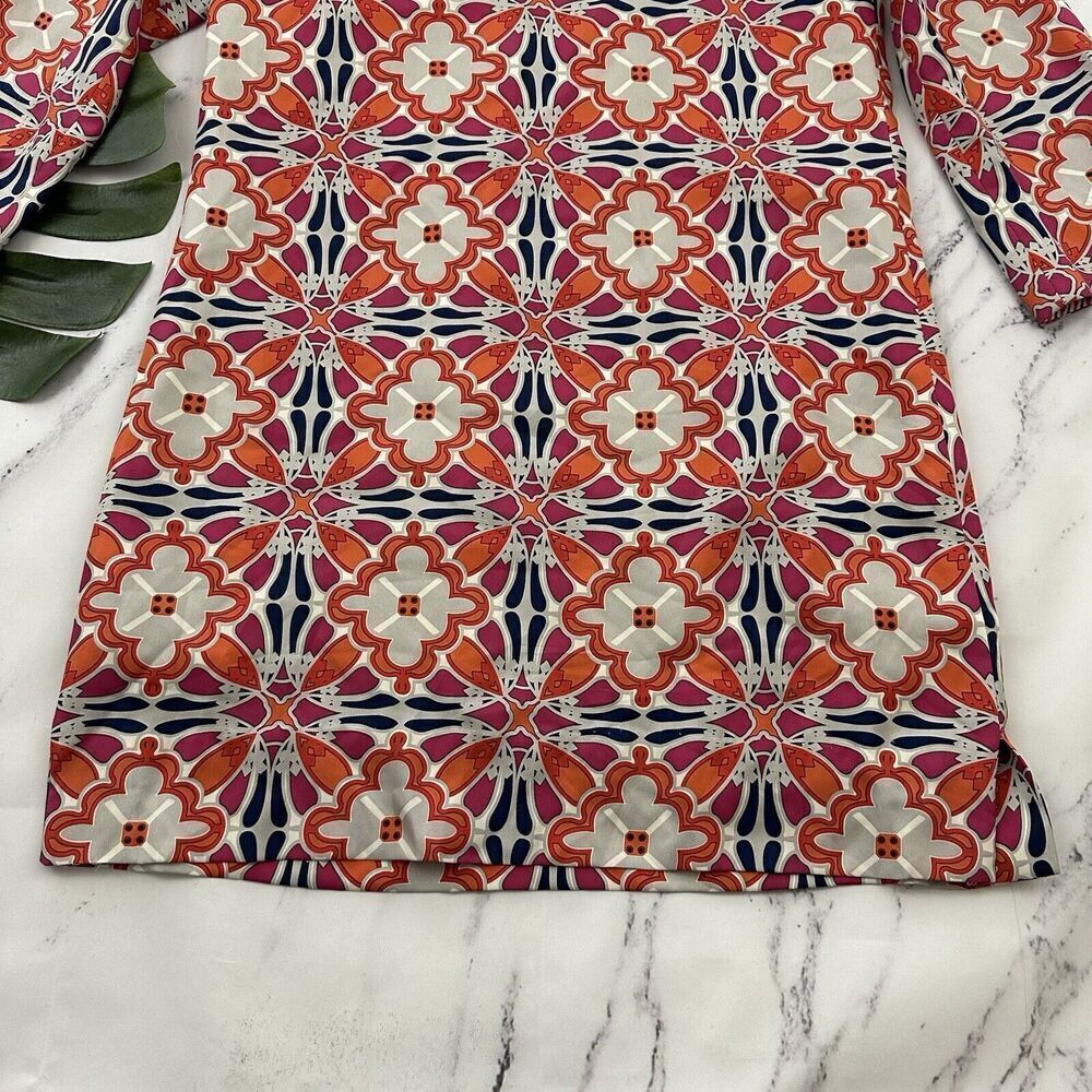 J. McLaughlin Womens Silk Shift Dress Size M Orange Pink Floral 3/4 Sleeve - Picture 12 of 12